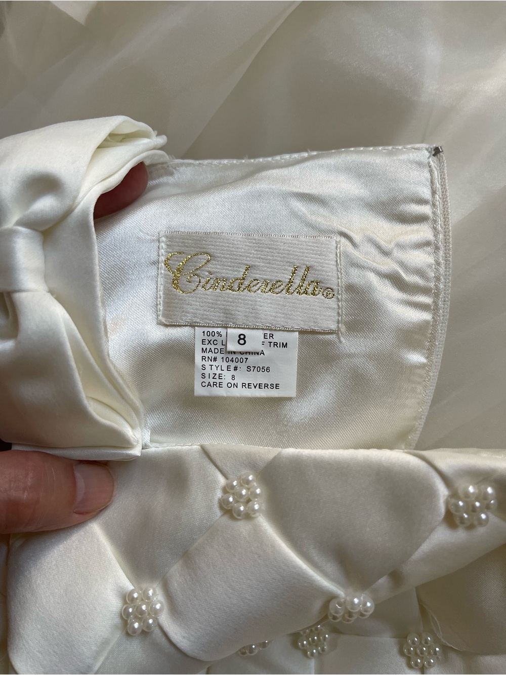 Cinderella Ivory Quilted Bodice Flower Accent Dress - Picture 9 of 9